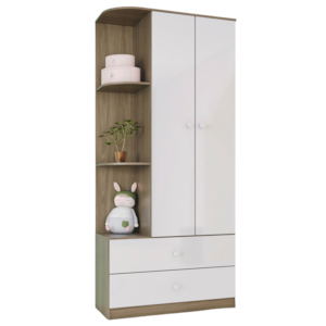 Guarda Roupa Infantil 2 Portas 2 Gavetas 181X80 cm Labirinto Rustico Branco Henn