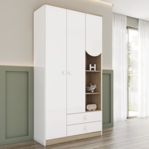 Guarda Roupa Infantil 3 Portas 181X92 cm Magia Branco Jequitiba Henn