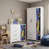 Guarda Roupa Infantil 3 Portas 2 Gavetas e Comoda 4 Gavetas 1 Porta MDF Livia Azul Decmade