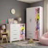 Guarda Roupa Infantil 3 Portas 2 Gavetas e Comoda 4 Gavetas 1 Porta MDF Livia Princesas Decmade