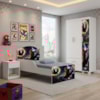 Guarda Roupa Infantil 3 Portas 2 Gavetas e Mini Cama Infantil 153x79 MDF Livia Aranha Decmade