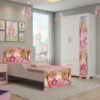 Guarda Roupa Infantil 3 Portas 2 Gavetas e Mini Cama Infantil 153x79 MDF Livia Carruagem Decmade