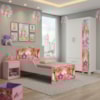 Guarda Roupa Infantil 3 Portas 2 Gavetas e Mini Cama Infantil 153x79 MDF Livia Carruagem Decmade