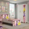 Guarda Roupa Infantil 3 Portas 2 Gavetas e Mini Cama Infantil 153x79 MDF Livia Princesas Decmade