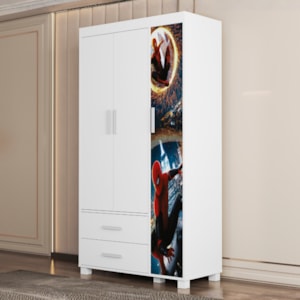 Guarda Roupa Infantil 3 Portas 2 Gavetas MDF 89 cm Livia Aranha Decmade