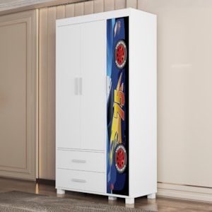 Guarda Roupa Infantil 3 Portas 2 Gavetas MDF 89 cm Livia Azul Decmade