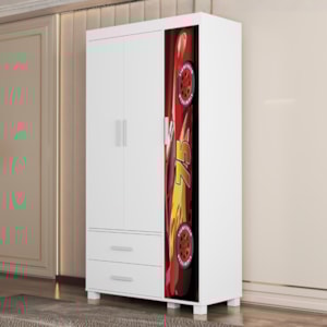 Guarda Roupa Infantil 3 Portas 2 Gavetas MDF 89 cm Livia Vermelho Decmade