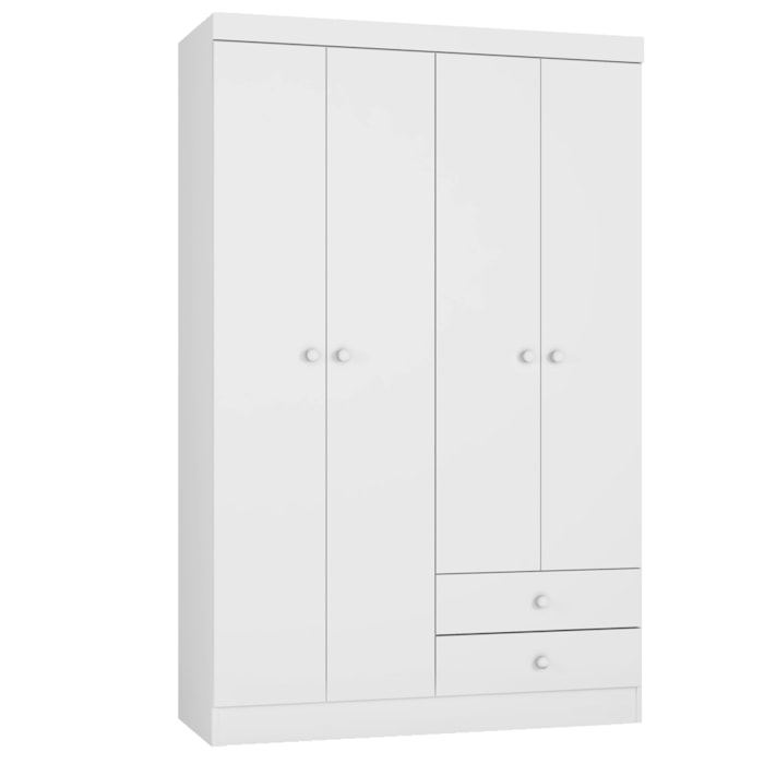 Guarda Roupa Infantil 4 P 3 G 103 cm Louise Branco REAJL Moveis