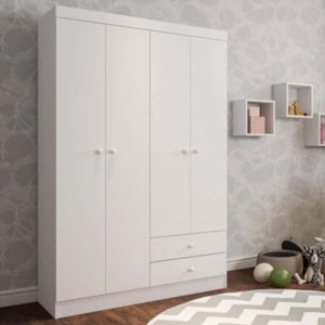 Guarda Roupa Infantil 4 P 3 G 103 cm Louise Branco REAJL Moveis