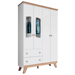 Guarda Roupa Infantil 4 Portas 131 cm Confete Branco Jequitiba Henn