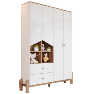 Guarda Roupa Infantil 4 Portas 142 cm Ternura Branco Jequitiba Henn
