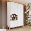 Guarda Roupa Infantil 4 Portas 142 cm Ternura Branco Jequitiba Henn
