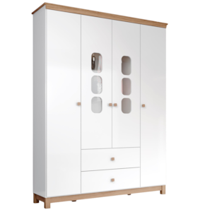 Guarda Roupa Infantil 4 Portas 150 cm Aconchego Branco Jequitiba Henn