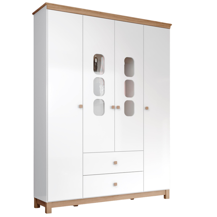 Guarda Roupa Infantil 4 Portas 150 cm Aconchego Branco Jequitiba Henn