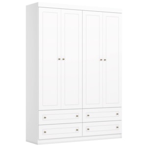 Guarda Roupa Infantil 4 Portas 159 cm Americano Branco Henn