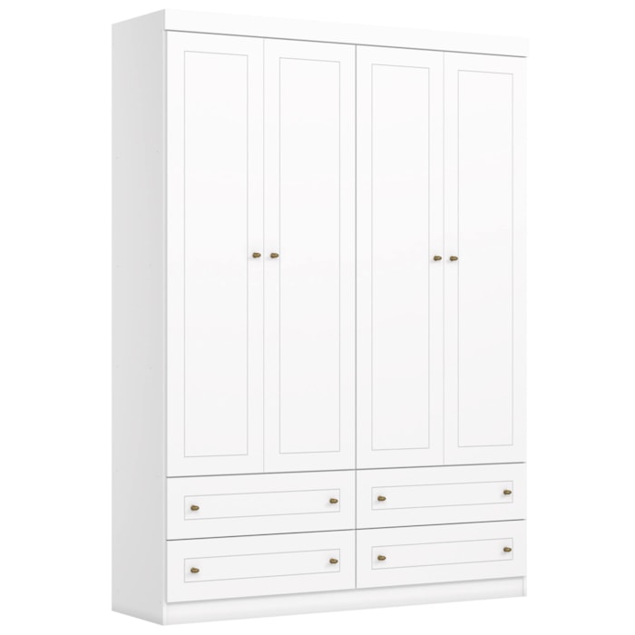Guarda Roupa Infantil 4 Portas 159 cm Americano Branco Henn