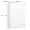 Guarda Roupa Infantil 4 Portas 159 cm Americano Branco Henn
