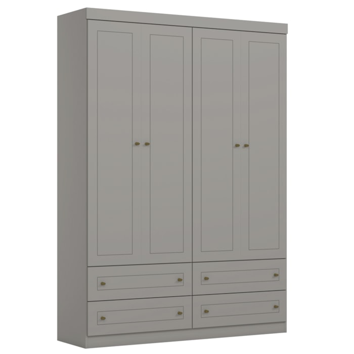 Guarda Roupa Infantil 4 Portas 159 cm Americano Cinza Henn