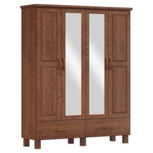 Guarda Roupa Madeira Maciça 4P 2G Espelho 157 cm 1142 Imbuia Milani Store Guarda Roupa Madeira Maciça 4P 2G Espelho 157 cm 1142 Imbuia Milani Store