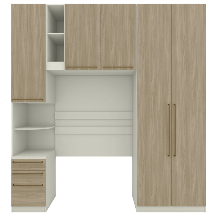 Guarda Roupa Modulado 3 Pecas 241x224 cm Seletto Areia Jequitiba Henn