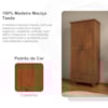 Guarda Roupa Solteiro 2 Portas 81 cm Madeira Macica Taeda 1140C Castanho Festra