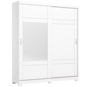 Guarda Roupa Solteiro 2 Portas Com Espelho 200 cm Verg Branco HENN