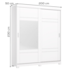 Guarda Roupa Solteiro 2 Portas Com Espelho 200 cm Verg Branco HENN