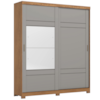 Guarda Roupa Solteiro 2 Portas Com Espelho 200 cm Verg Nature Cinza HENN
