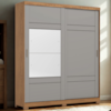 Guarda Roupa Solteiro 2 Portas Com Espelho 200 cm Verg Nature Cinza HENN