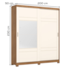 Guarda Roupa Solteiro 2 Portas Com Espelho 200 cm Verg Nature Off White HENN