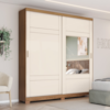 Guarda Roupa Solteiro 2 Portas Com Espelho 200 cm Verg Nature Off White HENN