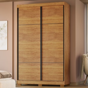 Guarda Roupa Solteiro 2 Portas De Correr 138 cm Curitiba Cedro RUDK