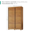 Guarda Roupa Solteiro 2 Portas De Correr 138 cm Curitiba Cedro RUDK