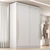 Guarda Roupa Solteiro 2 Portas De Correr 3 Gavetas MDF Splendi 165X232 cm Branco Absoluto ZANZ