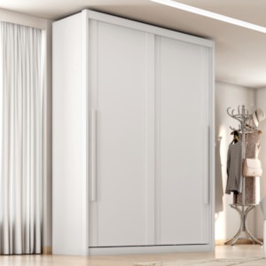 Guarda Roupa Solteiro 2 Portas De Correr 3 Gavetas MDF Splendi 165X232 cm Branco Absoluto ZANZ
