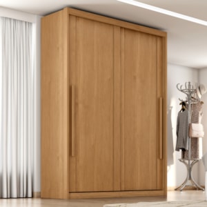 Guarda Roupa Solteiro 2 Portas De Correr 3 Gavetas MDF Splendi 165X232 cm Cinamomo ZANZ