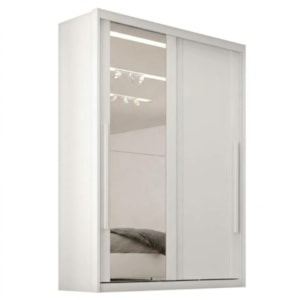 Guarda Roupa Solteiro 2 Portas De Correr Com Espelho MDF Splendi 165X232 cm Branco Absoluto ZANZ