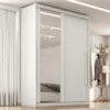 Guarda Roupa Solteiro 2 Portas De Correr Com Espelho MDF Splendi 165X232 cm Branco Absoluto ZANZ