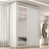 Guarda Roupa Solteiro 2 Portas De Correr Com Espelho MDF Splendi 165X232 cm Branco Absoluto ZANZ