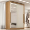 Guarda Roupa Solteiro 2 Portas De Correr Com Espelho MDF Splendi 165X232 cm Cinamomo Areia ZANZ