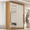 Guarda Roupa Solteiro 2 Portas De Correr Com Espelho MDF Splendi 165X232 cm Cinamomo Areia ZANZ