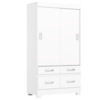 Guarda Roupa Solteiro 2 Portas Deslizantes 4 Gavetas 110 cm BE25 Branco Briz