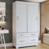 Guarda Roupa Solteiro 2 Portas Deslizantes 4 Gavetas 110 cm BE25 Branco Briz