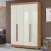 Guarda Roupa Solteiro 2030240 4 Portas 154 cm Cinamomo Off White ARMoveis