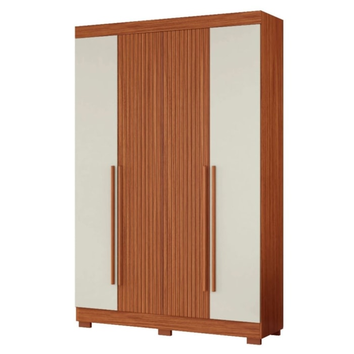 Guarda Roupa Solteiro 2030240 4 Portas 154 cm Cinamomo Off White Ripado ARMoveis