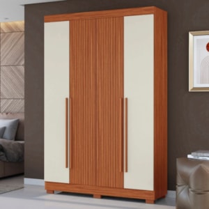 Guarda Roupa Solteiro 2030240 4 Portas 154 cm Cinamomo Off White Ripado ARMoveis