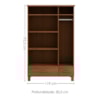 Guarda Roupa Solteiro 3 Portas 119 cm Madeira Macica Taeda 1141C Castanho Festra
