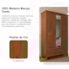 Guarda Roupa Solteiro 3 Portas 119 cm Madeira Macica Taeda 1141C Castanho Festra