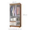 Guarda Roupa Solteiro 3 Portas 2 Gavetas 80 cm New Recife Freijo Off Acetinado POLIMAN