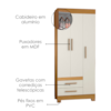 Guarda Roupa Solteiro 3 Portas 2 Gavetas 80 cm New Recife Freijo Off Acetinado POLIMAN